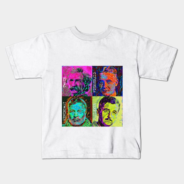 Pop Art - American Novelists (Male) Kids T-Shirt by Naves
